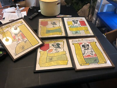 #ad Roswell Hornets 1970#x27;s framed artwork Sports Drawings set of 5 Georgia football