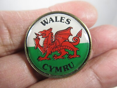 #ad vintage Wales Cymru red dragon flag United Kingdom UK souvenir metal lapel pin