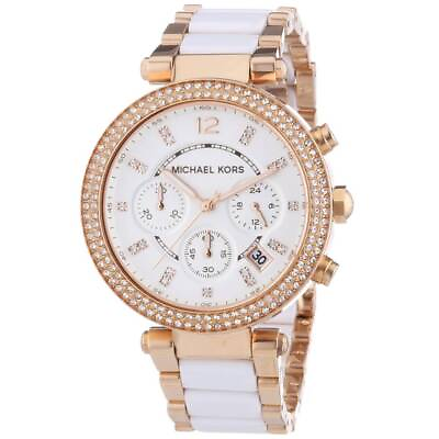 #ad Michael Kors Original MK5774 Women#x27;s Parker Rose Gold Crystal Stainless Watch