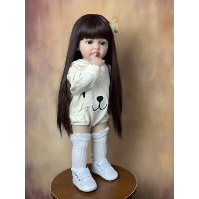 #ad 55 CM Full Body Vinyl Reborn Baby Doll Girl Toddler Lovely Handmade Gifts