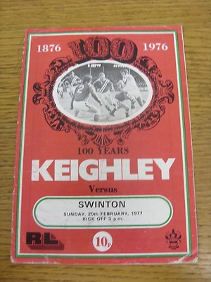 #ad 20 02 1977 Rugby League Programme: Keighley v Swinton creased . Condition: We