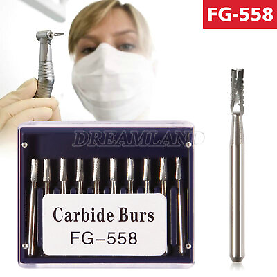 #ad 10pcs Dental Carbide Burs FG558 1.6mm for High Speed Handpiece