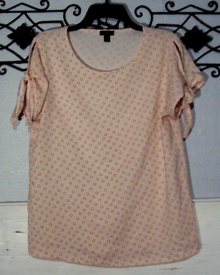 #ad Ann Taylor Top Size M Multicolored Polka Dot Short Sleeve Blouse