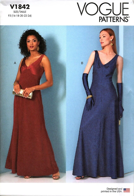 #ad Vogue V1842 Womens Special Occasion Cocktail Prom Dress 16 to 24 Uncut Pattern