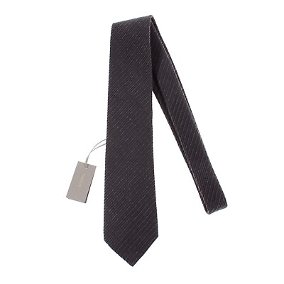 #ad Tom Ford NWT Silk Wool Blend Neck Tie in Grays Mini Stripes Made in Italy