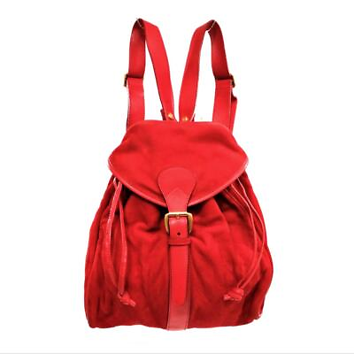 #ad Gucci Red Corner Scratched Old Leather Backpack Bag Pack
