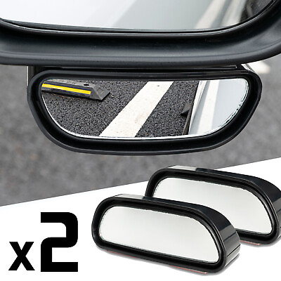 #ad 2x Car Universal Stick On Blind Spot Rear View Mirror Wide Angle Rearview Convex