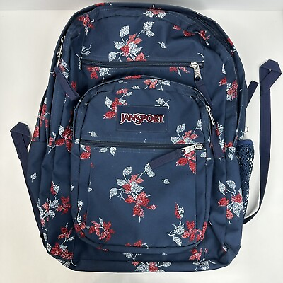 #ad JANSPORT Backpack Computer Pocket Multi Navy Floral Big Student