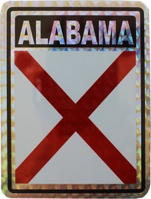 #ad State of Alabama Flag Reflective Decal Bumper Sticker