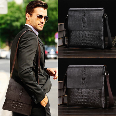 US Men#x27;s Leather Messenger Bags Briefcase Shoulder Bag Crossbody Work Handbag