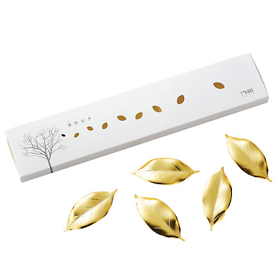 #ad Japanese Camellia Leaf Chopstick Rest Holder Set of 5 Boxed For Gift Gold