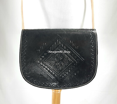 #ad Black Crossbody Leather Bag Shoulder bag Leather Purse Rug Boho Bag Handbag tote