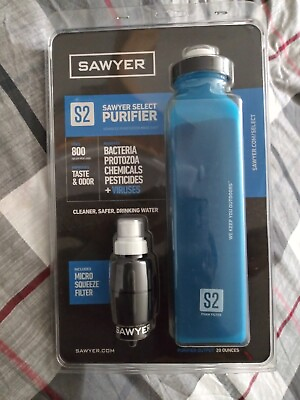#ad Sawyer S2 Select Purifier 20 Oz Water Filter Bottle w Mirco Squeeze Filter NEW