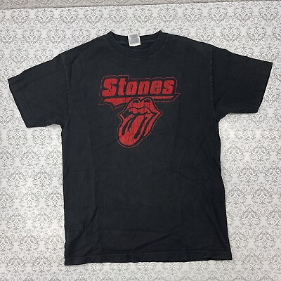 #ad Stones Tongue Rolling Stones Black Rock Band T Shirt Alstyle Men#x27;s Size M Fitted