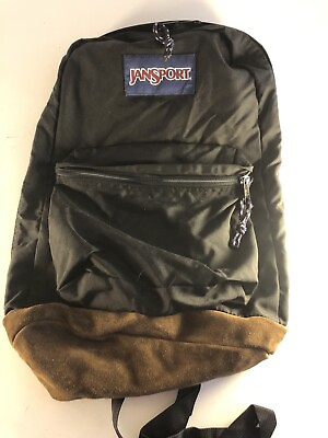 #ad JanSport Backpack Vintage Black 19quot; Suede Leather Bottom