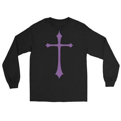 #ad Purple Gothic Medeival Holy Cross Long Sleeve Shirt