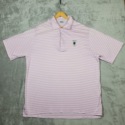 #ad Martin Polo Shirt Mens XXL Pink White Striped Pima Embroidered Kingsley Club