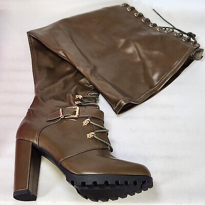 #ad Size 10 E Extra Wide ShoeDazzle Deneisha Heeled Boots Dark Olive Night