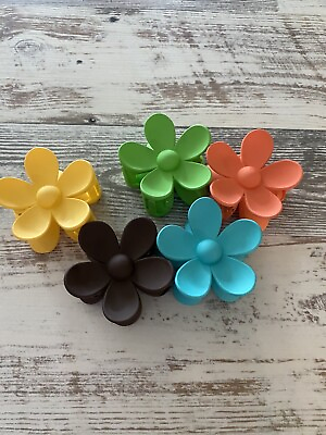 #ad SET OF 5 FLOWER LARGE HAIR CLIPS