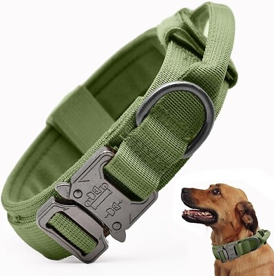 #ad Tactical Dog Collar Military Metal Buckle Heavy Duty Nylon Handle