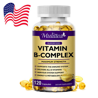 #ad Vitamin B Complex 120 Capsules B1B2B3B5B6B7B9B12 Immune Support Pills