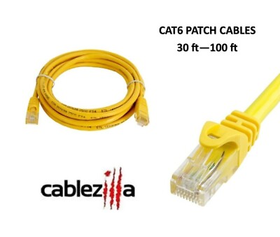 #ad Cat6 Yellow Patch Cord Network Cable Ethernet LAN RJ45 UTP 30FT 100FT Multi LOT