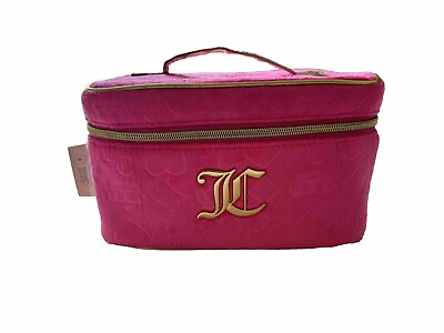 #ad NWT Juicy Couture Travel Velour Makeup Case Vanity Bag Velvet Pink Gold Logo