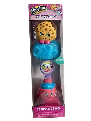 #ad Shopkins GIFT SET Body Bath Pouf Set and Hook 3 Piece Cupcake amp; Cookie New NOS