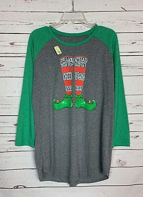 #ad Jane Marie Boutique Women’s L Large Green Elf Christmas Cute Top Shirt NEW TAGS