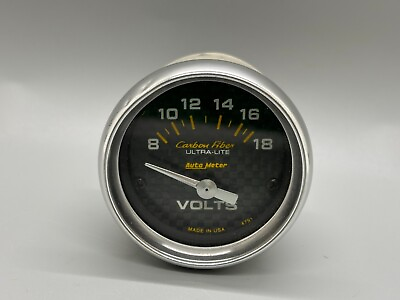 #ad AutoMeter 4791 2 1 16 in. Voltmeter 8 18V Air Core Carbon Fiber