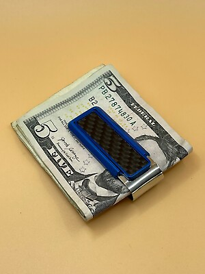#ad Adjustable Collectible Carbon Fiber Money Clip Compare To M Clip Blue