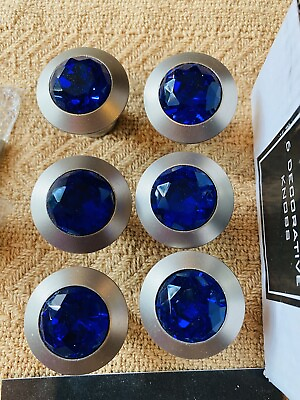 #ad Badgley mischka drawer knobs ser of 6 knobs blue crystal