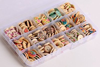 #ad 225pcs Mixed Wooden Buttons Round Colorful Painting Buttons with Storage Case