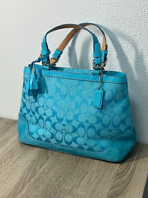 #ad Coach Monogram Handbag Turquoise color