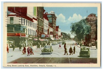 #ad 1947 King Street Looking East Hamilton Ontario Canada Vintage Postcard