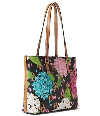 Dooney amp; Bourke Black Hydrangea Monogram Shopper Totes Women Handbags NWT $219.90
