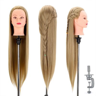 #ad 30Inch Mannequin Head with Hair 75cm Head Hairdressing Styling Training Head