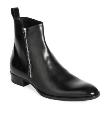 #ad Handmade Men black Chelsea leather boots Men fashion side zipper boot Men boots