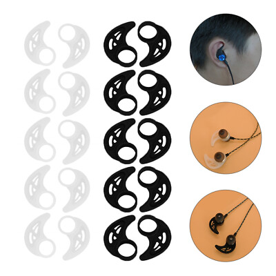 #ad 10 Pairs Sports Silicone Earhooks Earbuds Covers Tips Headset