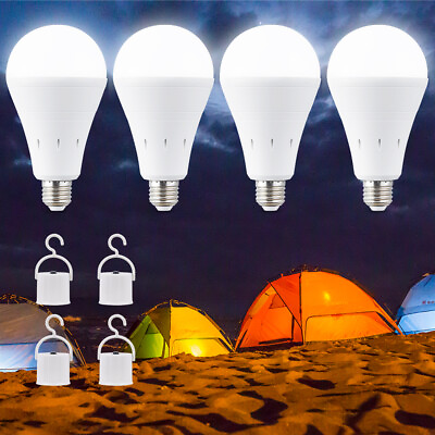 #ad 4Pcs LED Rechargeable Emergency Light Bulb 60W Equivalent 1800mAh Battery Backup