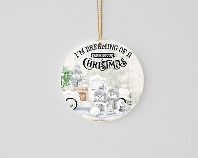 #ad Christmas Ornament Dreaming of Farmhouse Christmas Ceramic Christmas Ornament