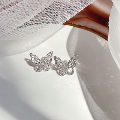 #ad Womens Swarovski Crystal Butterfly Earrings Women Shine Wedding Gift Jewellery