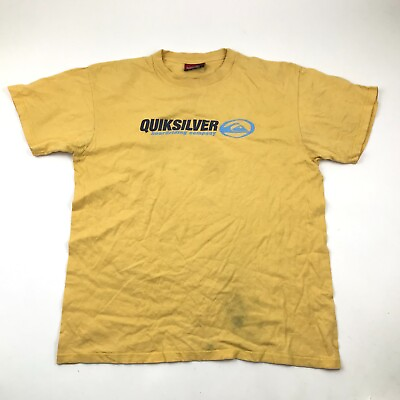 #ad Quicksilver Shirt Size Large L Yellow Graphic Tee Adult Casual Mens Top Skater