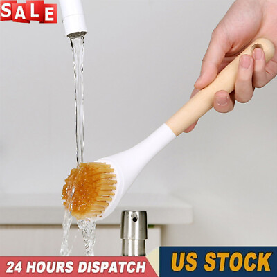 #ad Dish Brush Beech Handle Cleaning Brush For Pans Pots Sink Cleaning For Kitchen