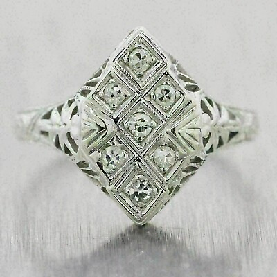 #ad 2Ct Lab Created Diamond Retro work Filigree Wedding Ring 14k White Gold Over