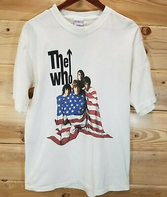 #ad THE WHO Band T Shirt Men Large North American Tour 2002 Member Photo Concert