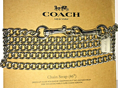 #ad COACH Silver 46quot; Shoulder Crossbody CURB BAG CHAIN Replacement ACCESSORY STRAP