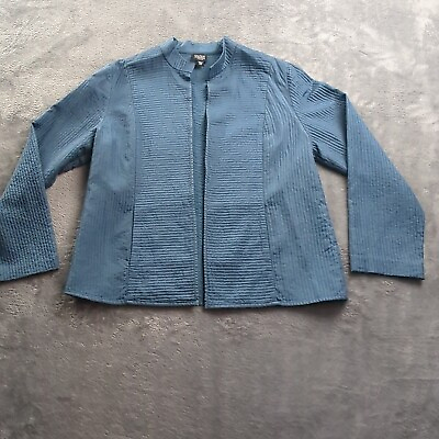 #ad Eileen Fisher Open Front 100% Silk Cardigan Jacket Petite Sz M Long Sleeve