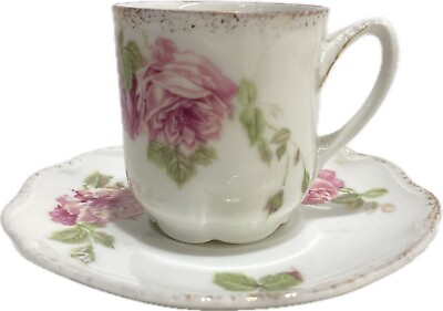 #ad R. C. Bavaria Madeleine Bone China Cup and Saucer Rose AS IS Pink Roses