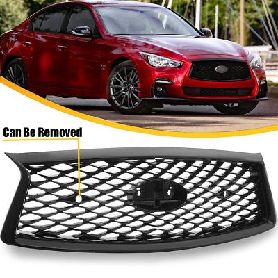 #ad Front Upper Grille Glossy Black Grill Fit Infiniti Q50 2018 2019 2020 2021 2022